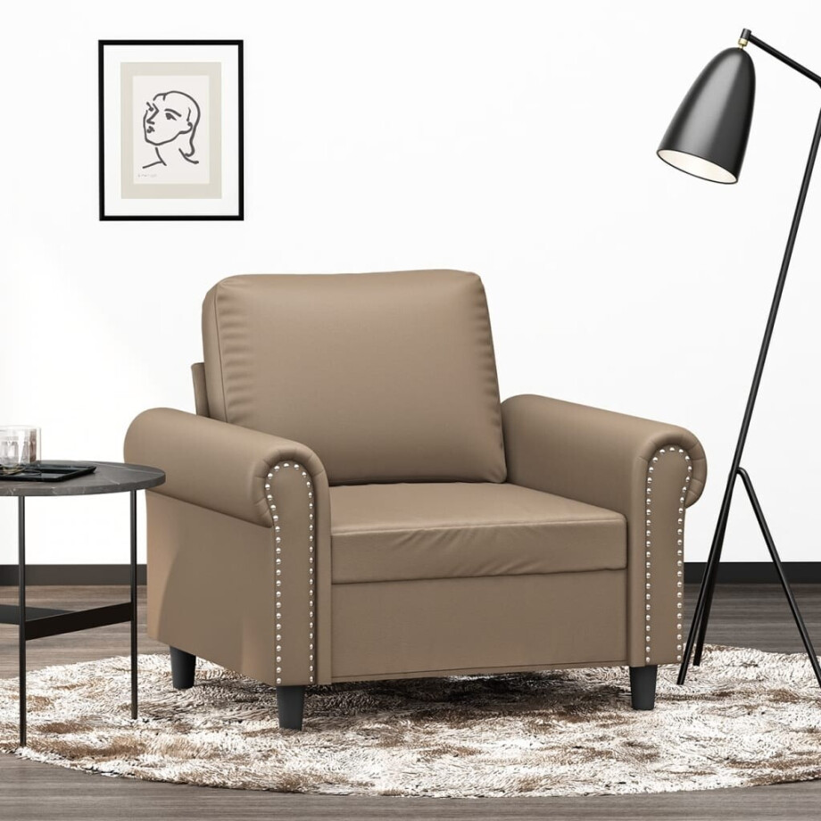 vidaXL Fauteuil 60 cm kunstleer cappuccinokleurig vidaXL Fauteuil 60 cm kunstleer cappuccinokleurig afbeelding 1