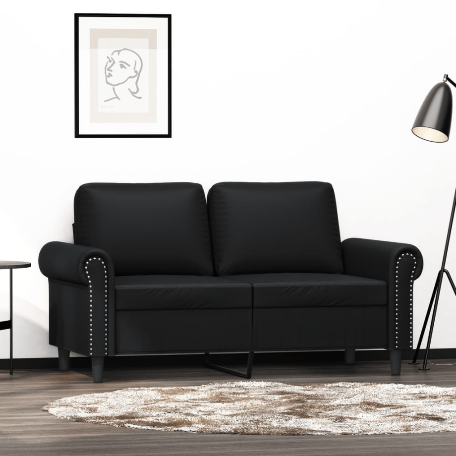 vidaXL Tweezitsbank 120 cm kunstleer zwart afbeelding 1