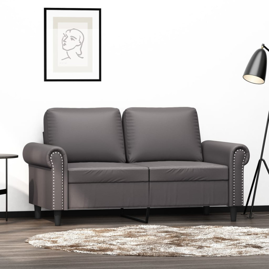 vidaXL Tweezitsbank 120 cm kunstleer grijs afbeelding 1