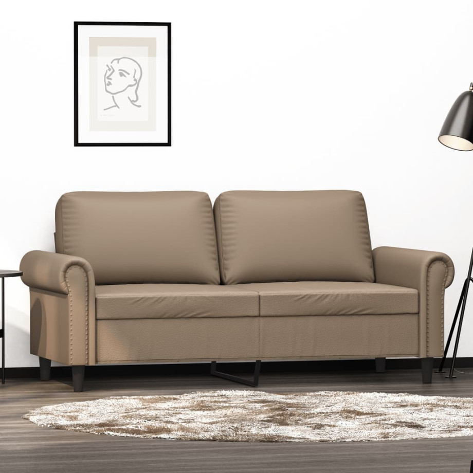 vidaXL Tweezitsbank 140 cm kunstleer cappuccinokleurig afbeelding 1