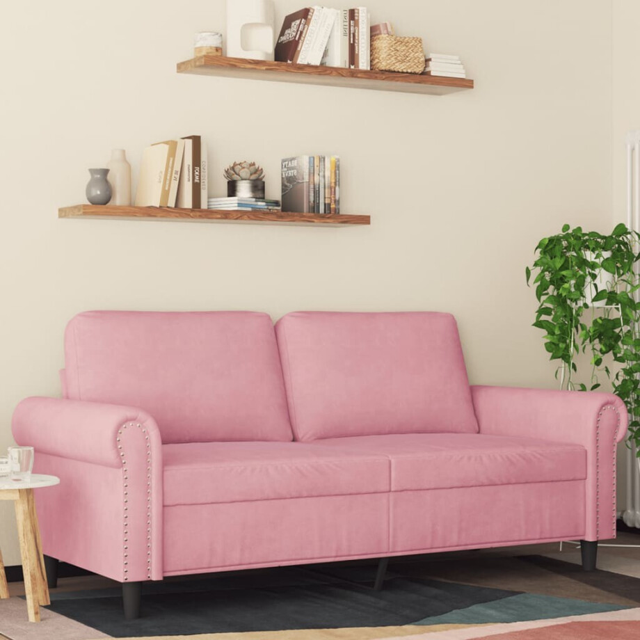vidaXL Tweezitsbank 140 cm fluweel roze afbeelding 1