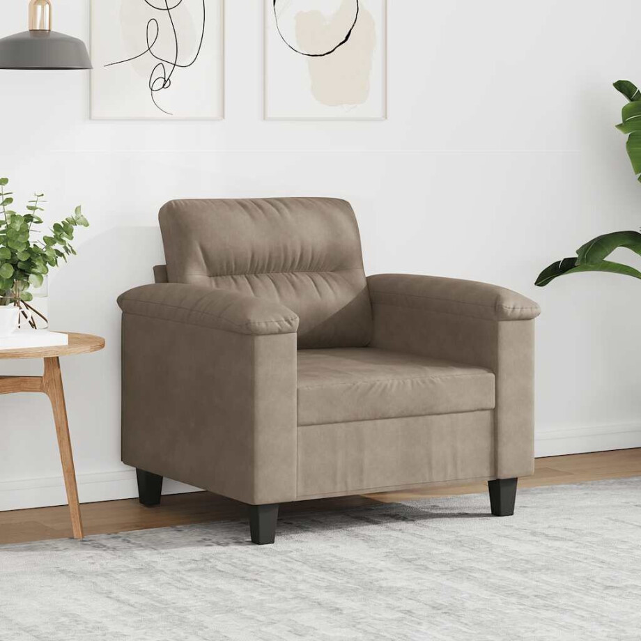 vidaXL Fauteuil 60 cm microvezelstof taupe afbeelding 1