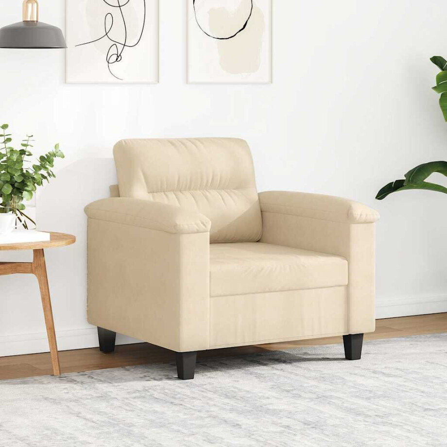 vidaXL Fauteuil 60 cm microvezelstof crèmekleurig afbeelding 1