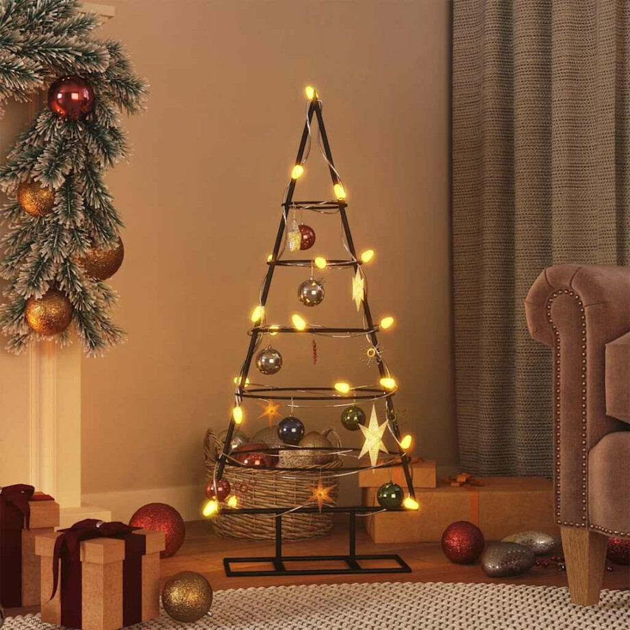 vidaXL Kerstdecoratie kerstboom 90 cm metaal zwart afbeelding 1