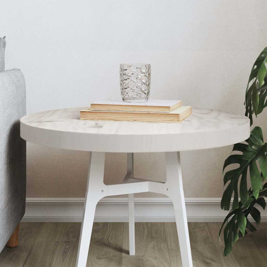 vidaXL Tafelblad rond Ø50x3 cm massief grenenhout wit afbeelding 1