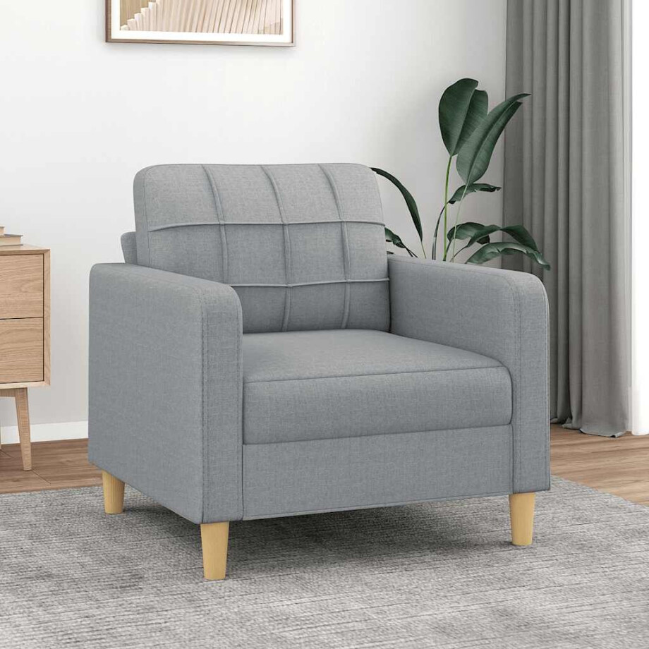 vidaXL Fauteuil 60 cm stof lichtgrijs afbeelding 1