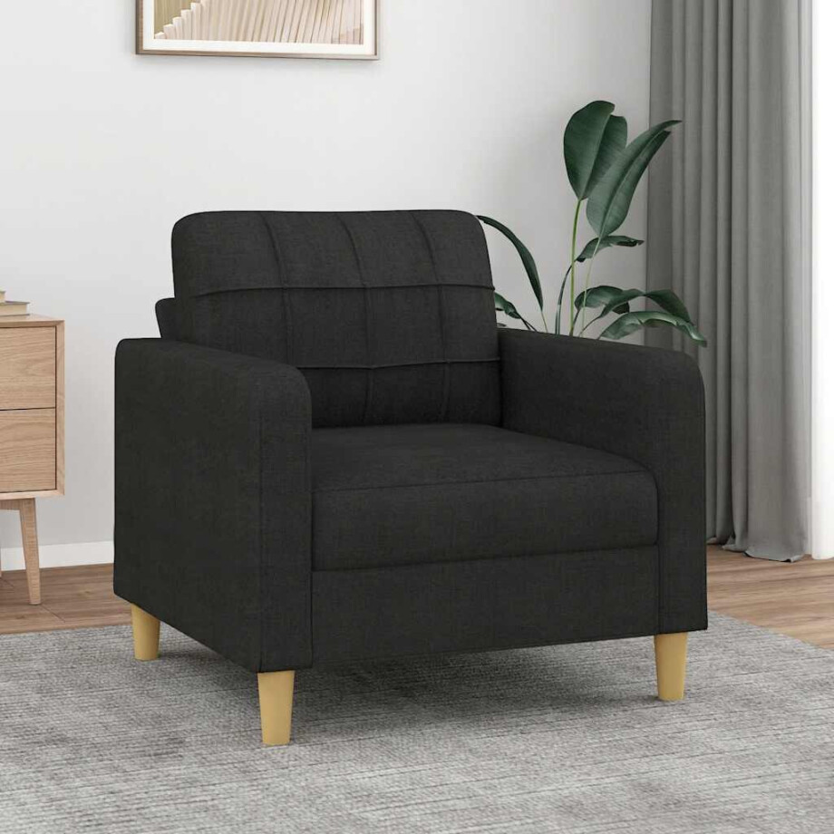 vidaXL Fauteuil 60 cm stof zwart afbeelding 1