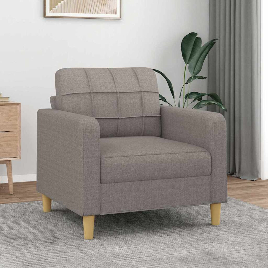 vidaXL Fauteuil 60 cm stof taupe afbeelding 1