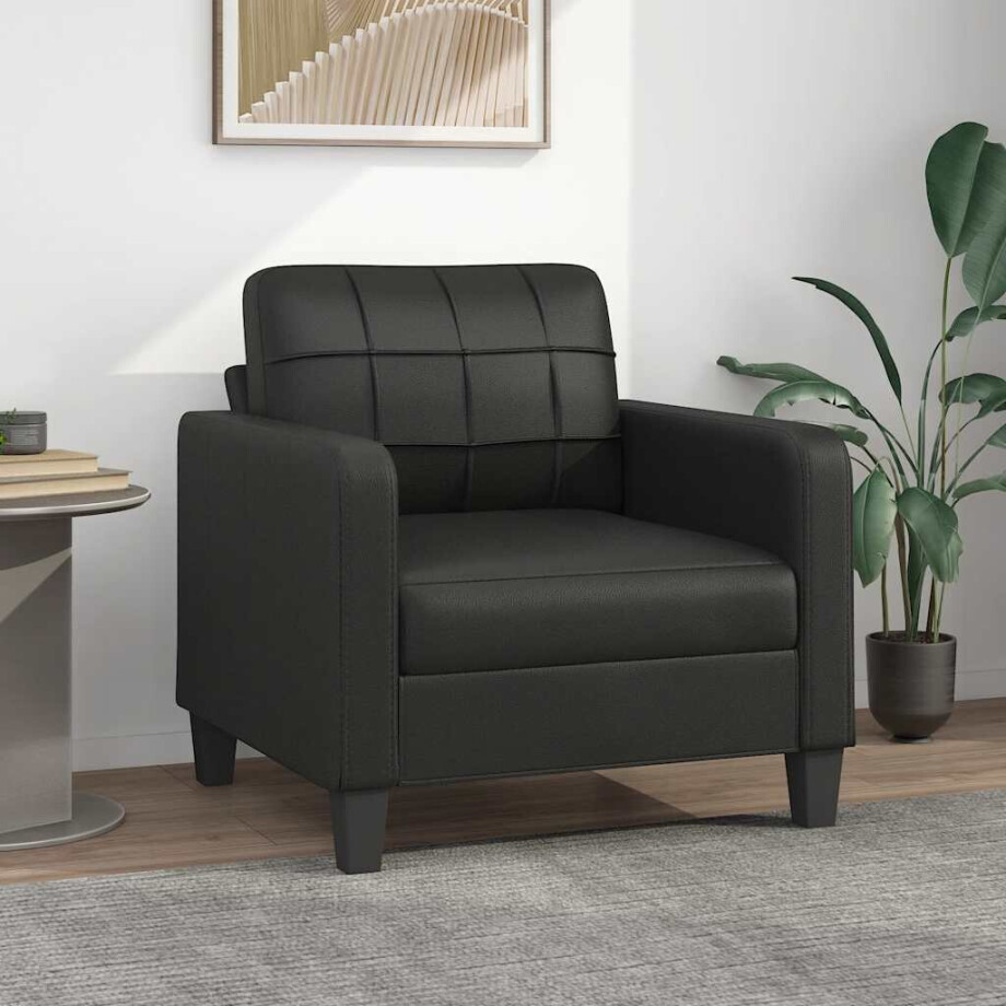 vidaXL Fauteuil 60 cm kunstleer zwart afbeelding 1