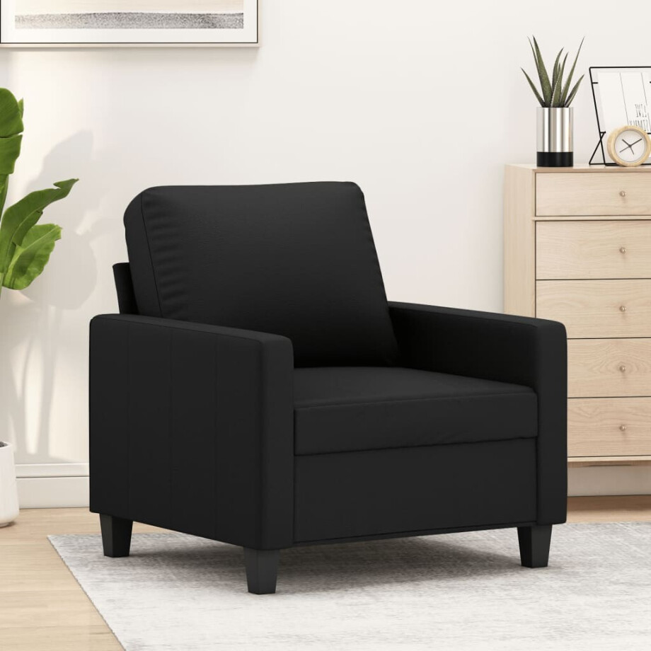 vidaXL Fauteuil 60 cm kunstleer zwart afbeelding 1