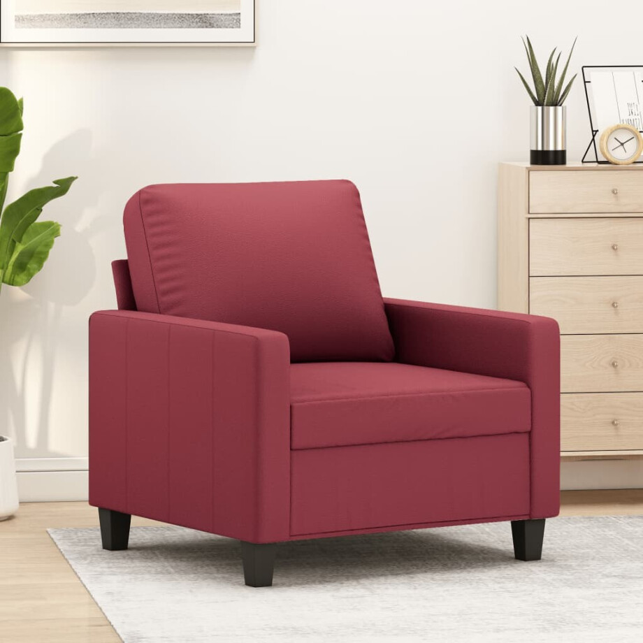 vidaXL Fauteuil 60 cm kunstleer wijnrood vidaXL Fauteuil 60 cm kunstleer wijnrood afbeelding 1