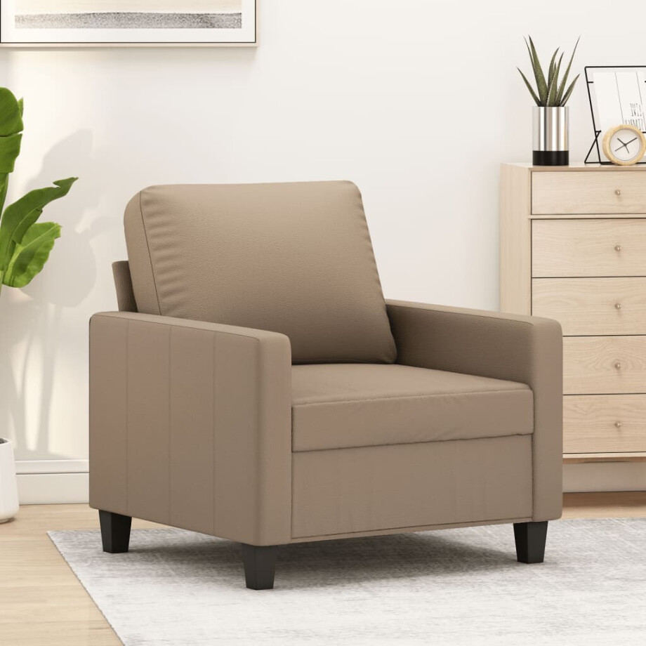 vidaXL Fauteuil 60 cm kunstleer cappuccinokleurig afbeelding 1