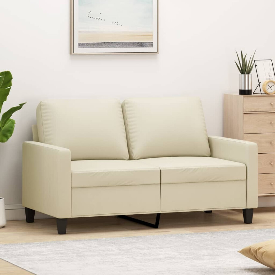 vidaXL Tweezitsbank 120 cm kunstleer crèmekleurig vidaXL Tweezitsbank 120 cm kunstleer crèmekleurig afbeelding 1