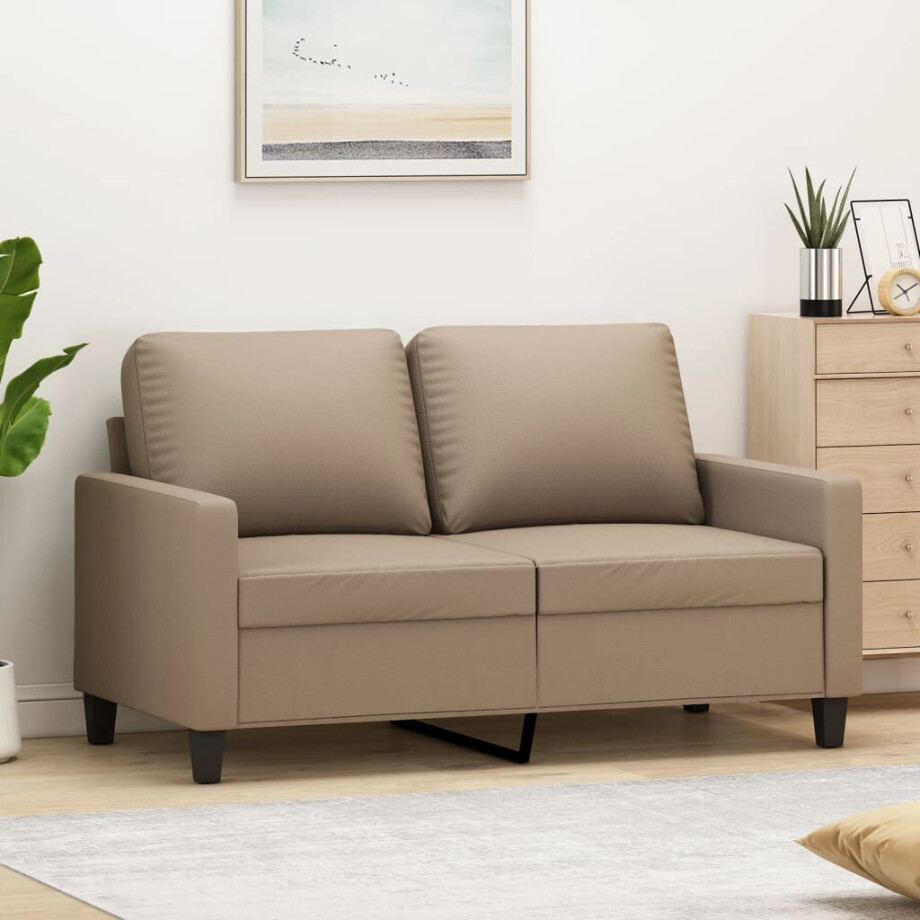 vidaXL Tweezitsbank 120 cm kunstleer cappuccinokleurig afbeelding 1