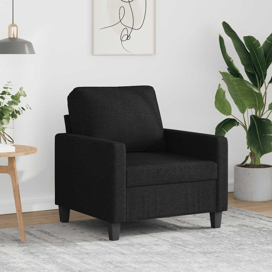 vidaXL Fauteuil 60 cm stof zwart afbeelding 1
