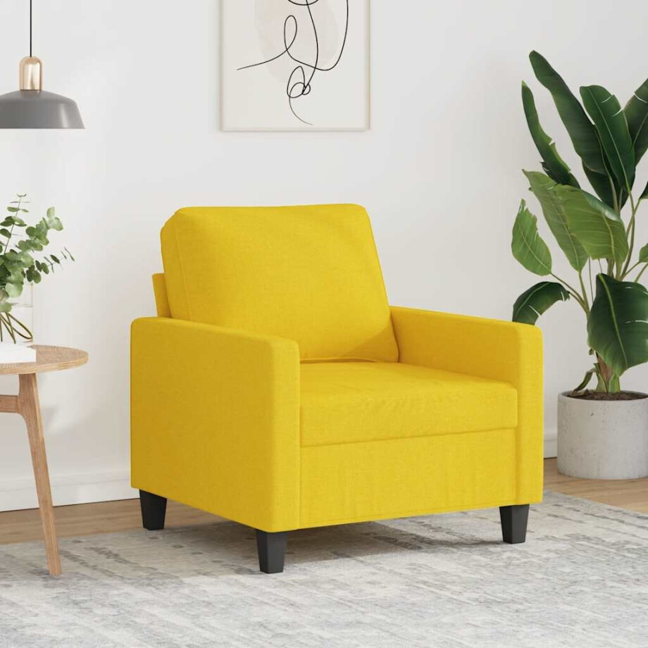vidaXL Fauteuil 60 cm stof lichtgeel afbeelding 1