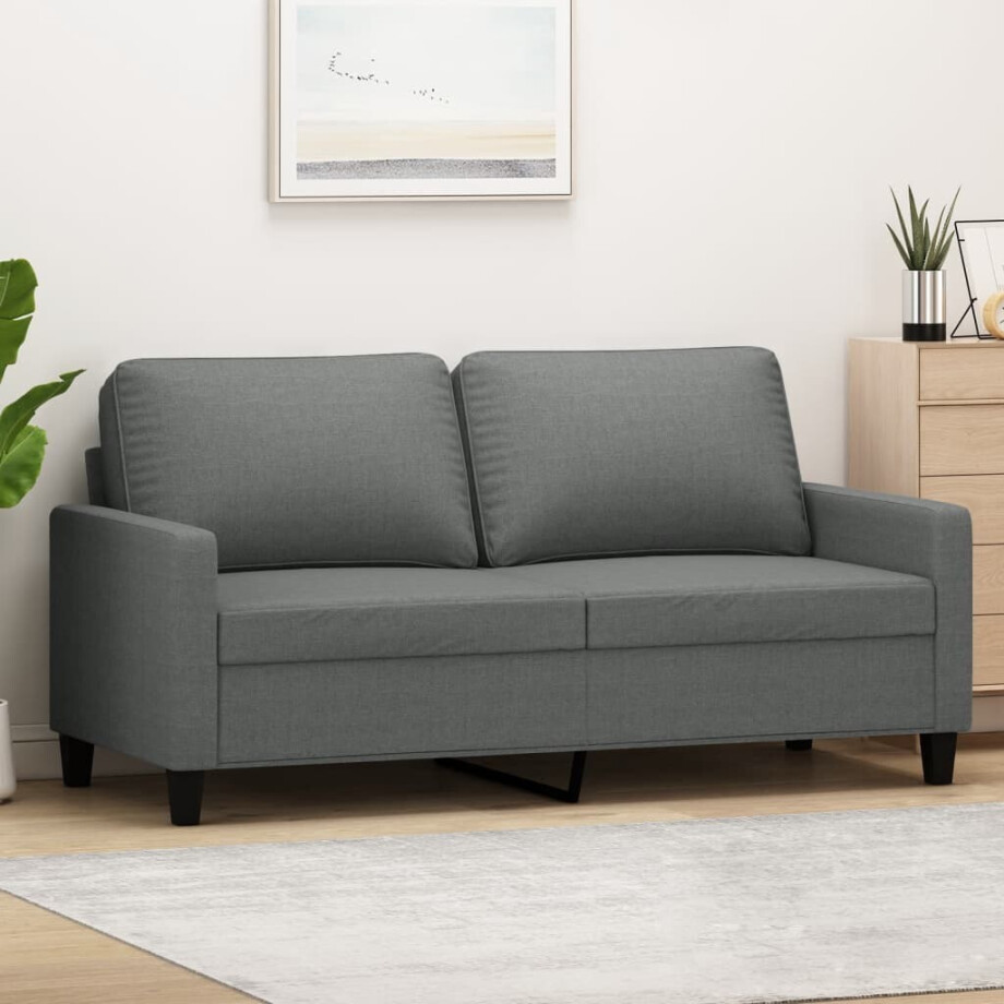 vidaXL Tweezitsbank 140 cm stof donkergrijs afbeelding 1