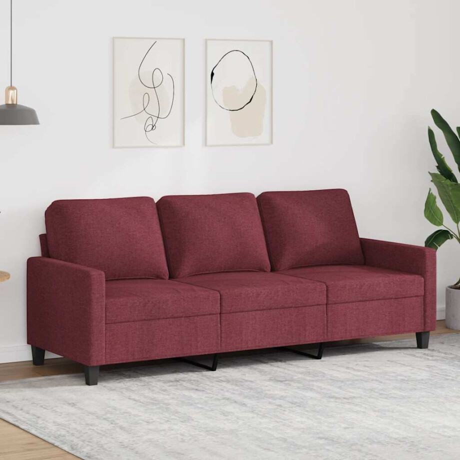 vidaXL Driezitsbank 180 cm stof wijnrood vidaXL Driezitsbank 180 cm stof wijnrood afbeelding 1