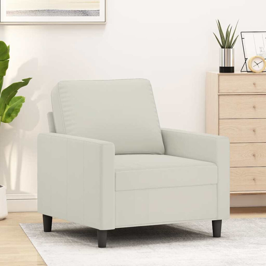 vidaXL Fauteuil 60 cm fluweel crèmekleurig afbeelding 1