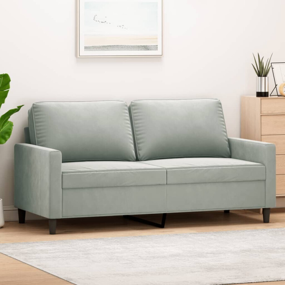 vidaXL Tweezitsbank 140 cm fluweel lichtgrijs afbeelding 1