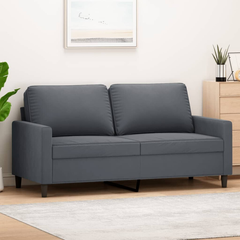 vidaXL Tweezitsbank 140 cm fluweel donkergrijs afbeelding 1