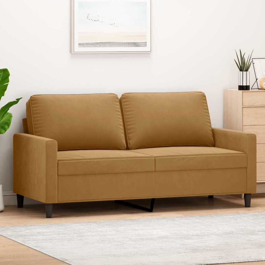 vidaXL Tweezitsbank 140 cm stof bruin afbeelding 1