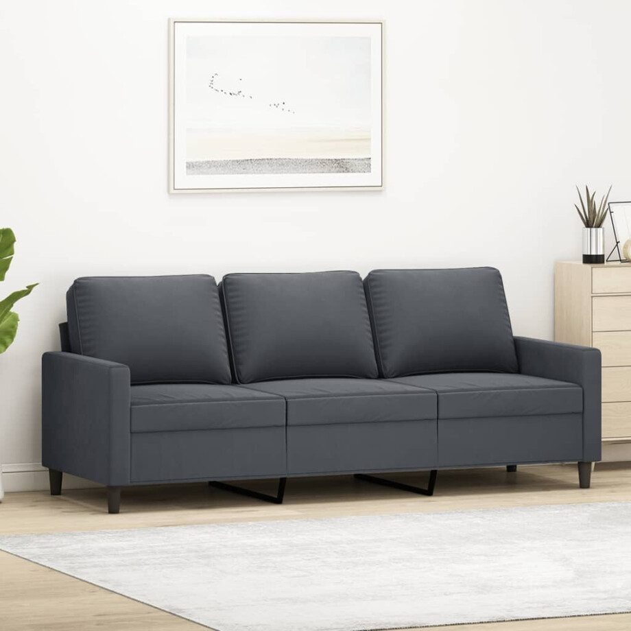 vidaXL Driezitsbank 180 cm fluweel donkergrijs vidaXL Driezitsbank 180 cm fluweel donkergrijs afbeelding 1