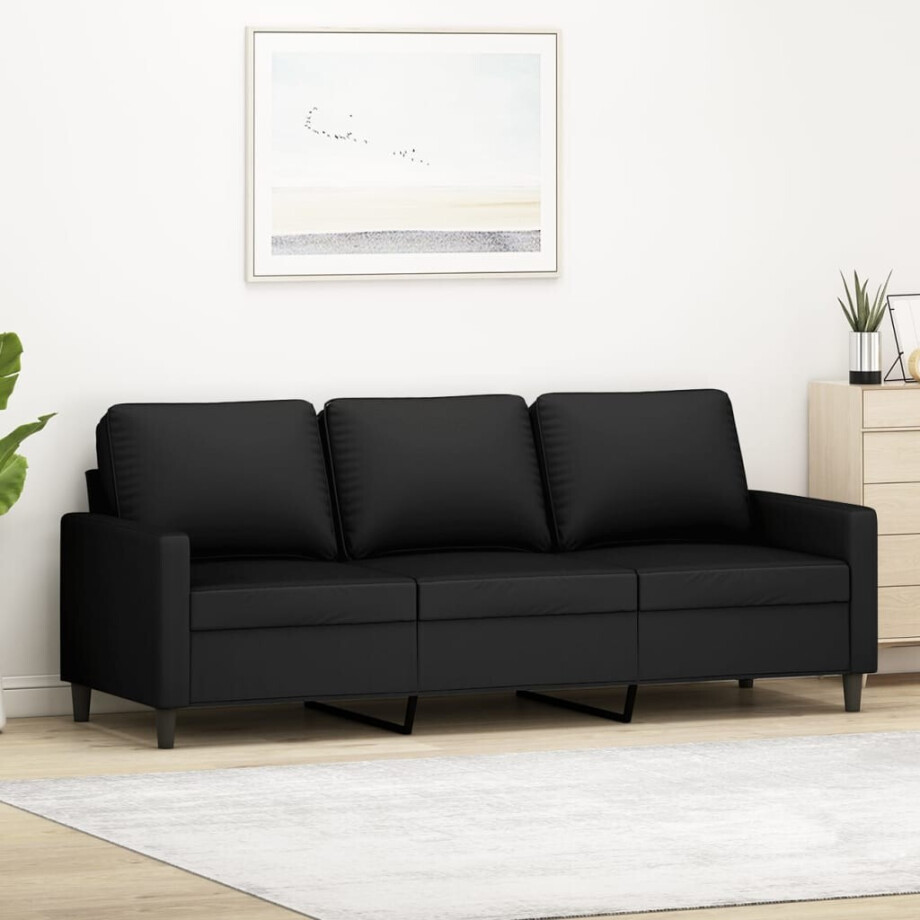 vidaXL Driezitsbank 180 cm fluweel zwart afbeelding 1