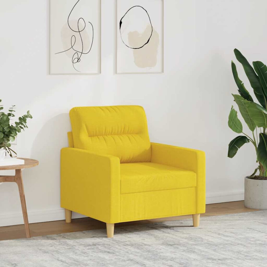 vidaXL Fauteuil 60 cm stof lichtgeel afbeelding 1