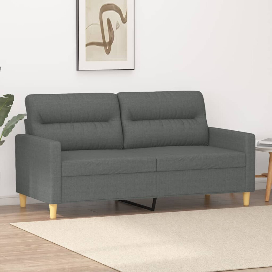 vidaXL Tweezitsbank 140 cm stof donkergrijs afbeelding 1