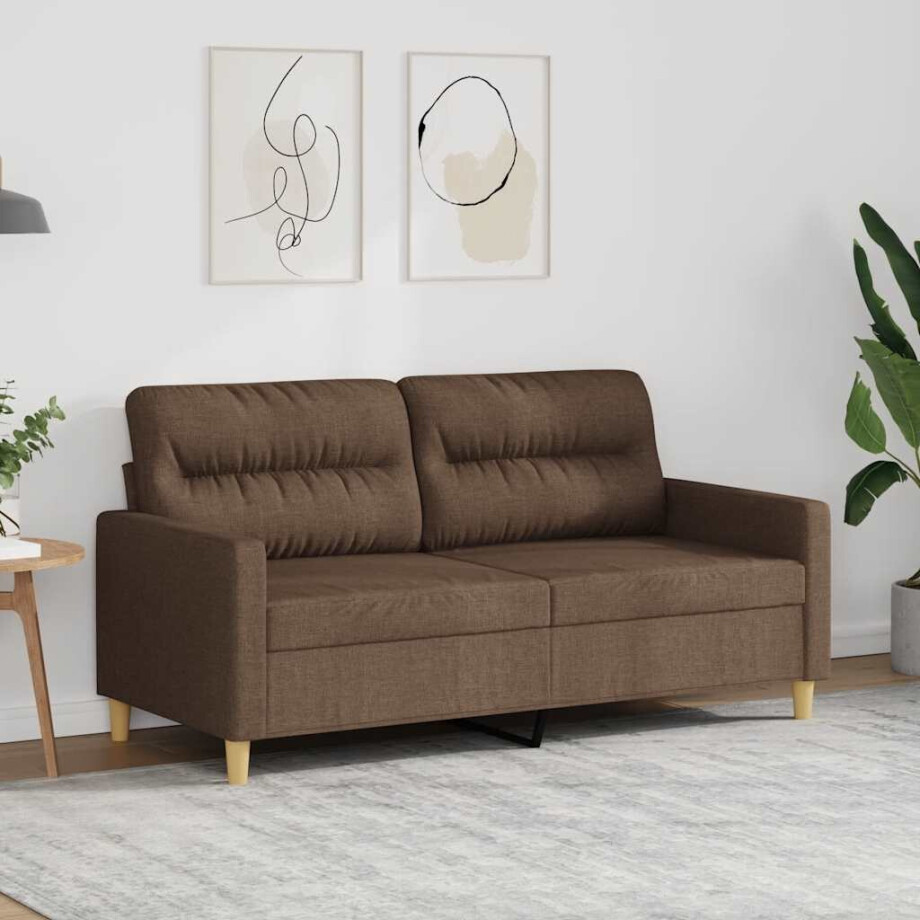 vidaXL Tweezitsbank 140 cm stof bruin vidaXL Tweezitsbank 140 cm stof bruin afbeelding 1