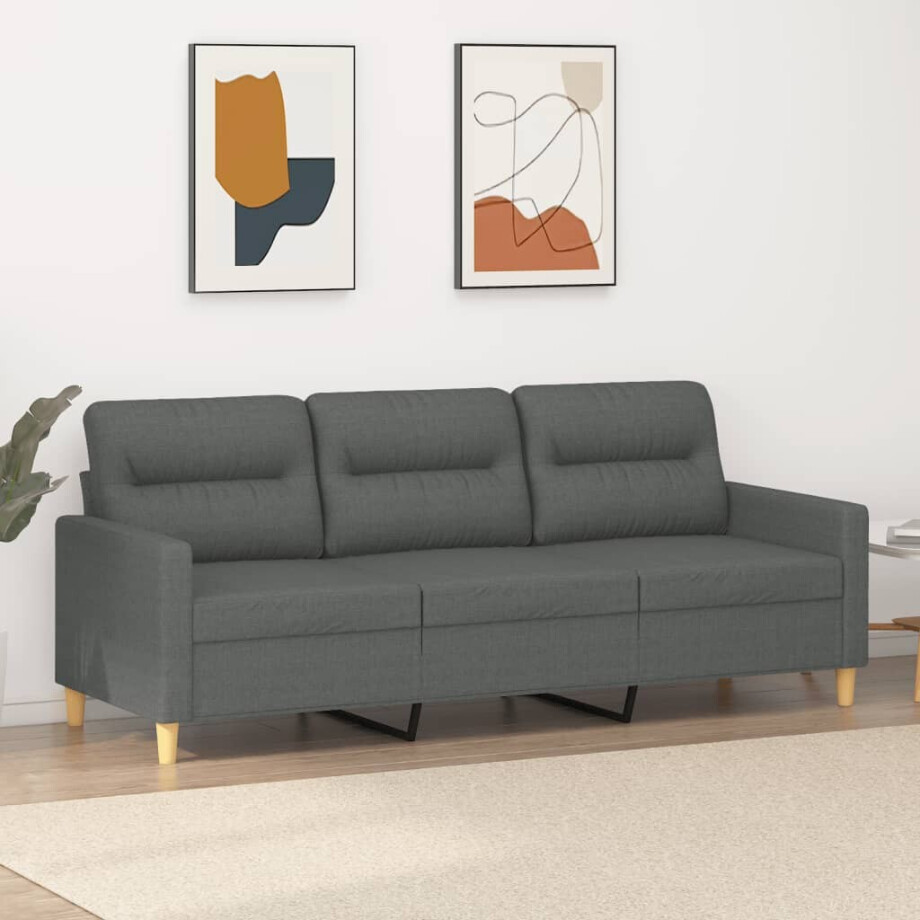 vidaXL Driezitsbank 180 cm stof donkergrijs afbeelding 1