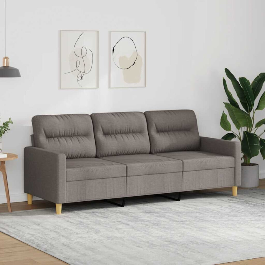 vidaXL Driezitsbank 180 cm stof taupe afbeelding 1
