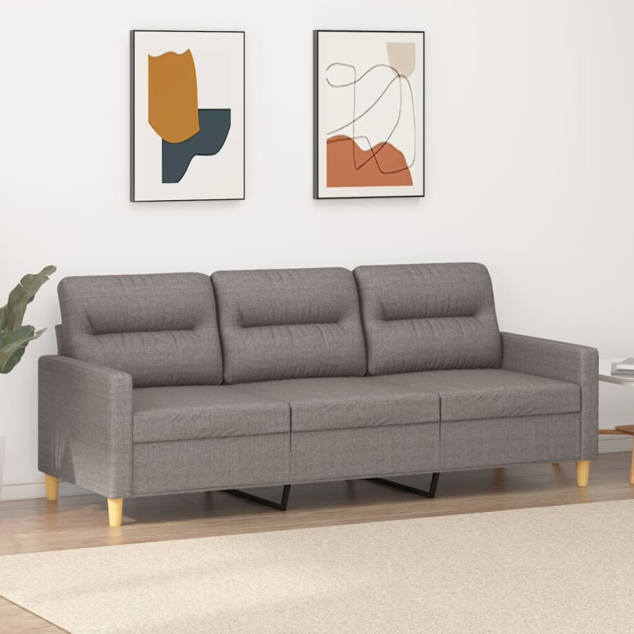 vidaXL Driezitsbank 180 cm stof taupe vidaXL Driezitsbank 180 cm stof taupe afbeelding 1
