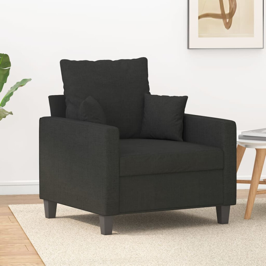 vidaXL Fauteuil 60 cm stof zwart afbeelding 1