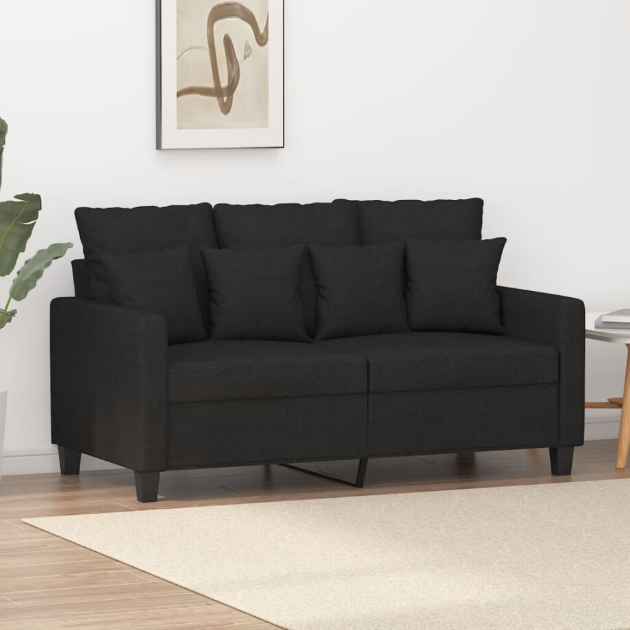 vidaXL Tweezitsbank 120 cm stof zwart afbeelding 1