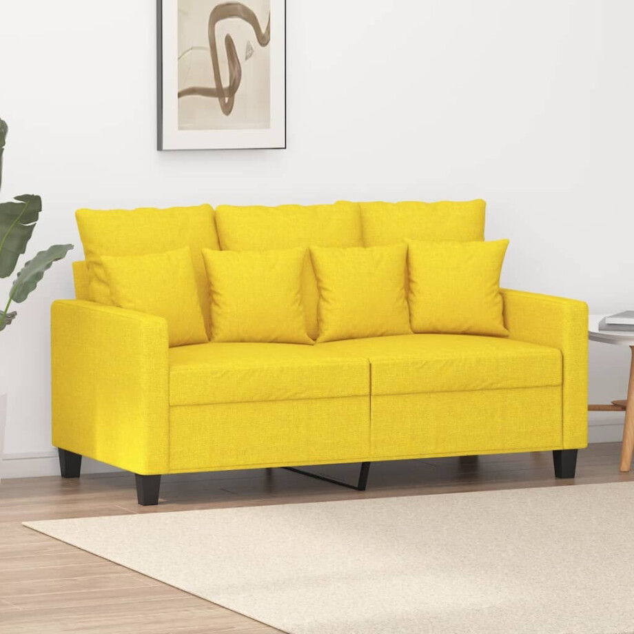 vidaXL Tweezitsbank 120 cm stof lichtgeel afbeelding 1