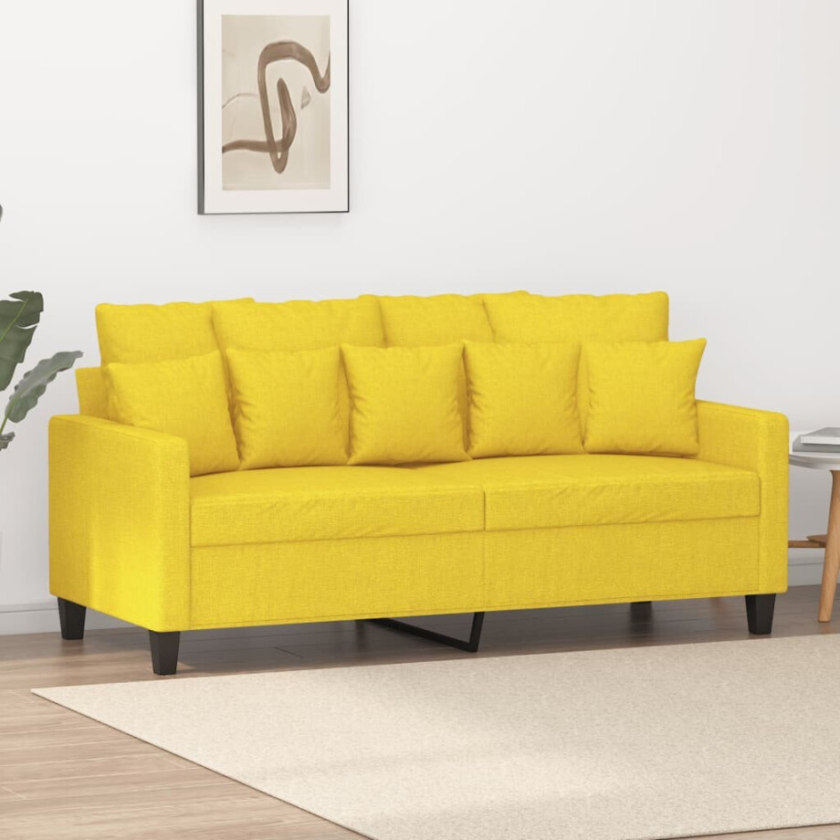vidaXL Tweezitsbank 140 cm stof lichtgeel afbeelding 1