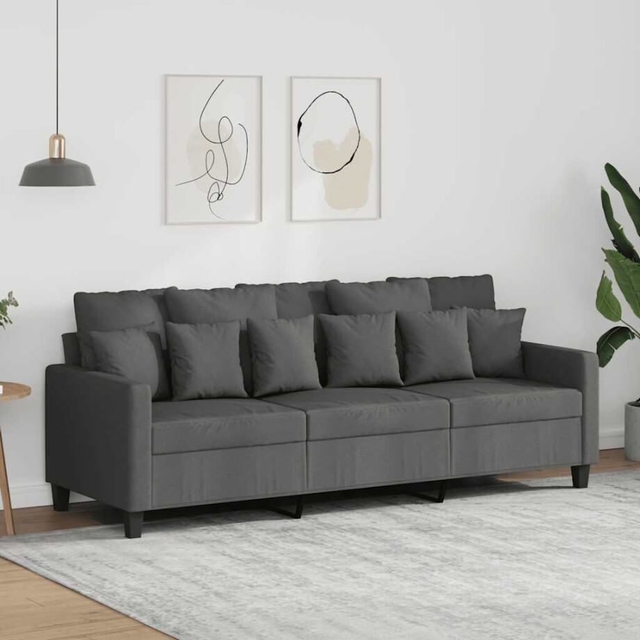 vidaXL Driezitsbank 180 cm stof donkergrijs afbeelding 1
