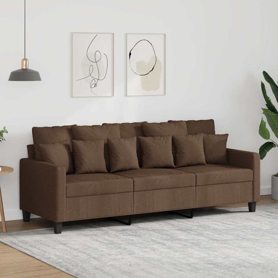 vidaXL Driezitsbank 180 cm stof bruin afbeelding 1