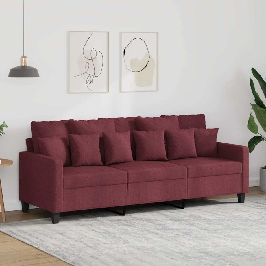 vidaXL Driezitsbank 180 cm stof wijnrood vidaXL Driezitsbank 180 cm stof wijnrood afbeelding 1