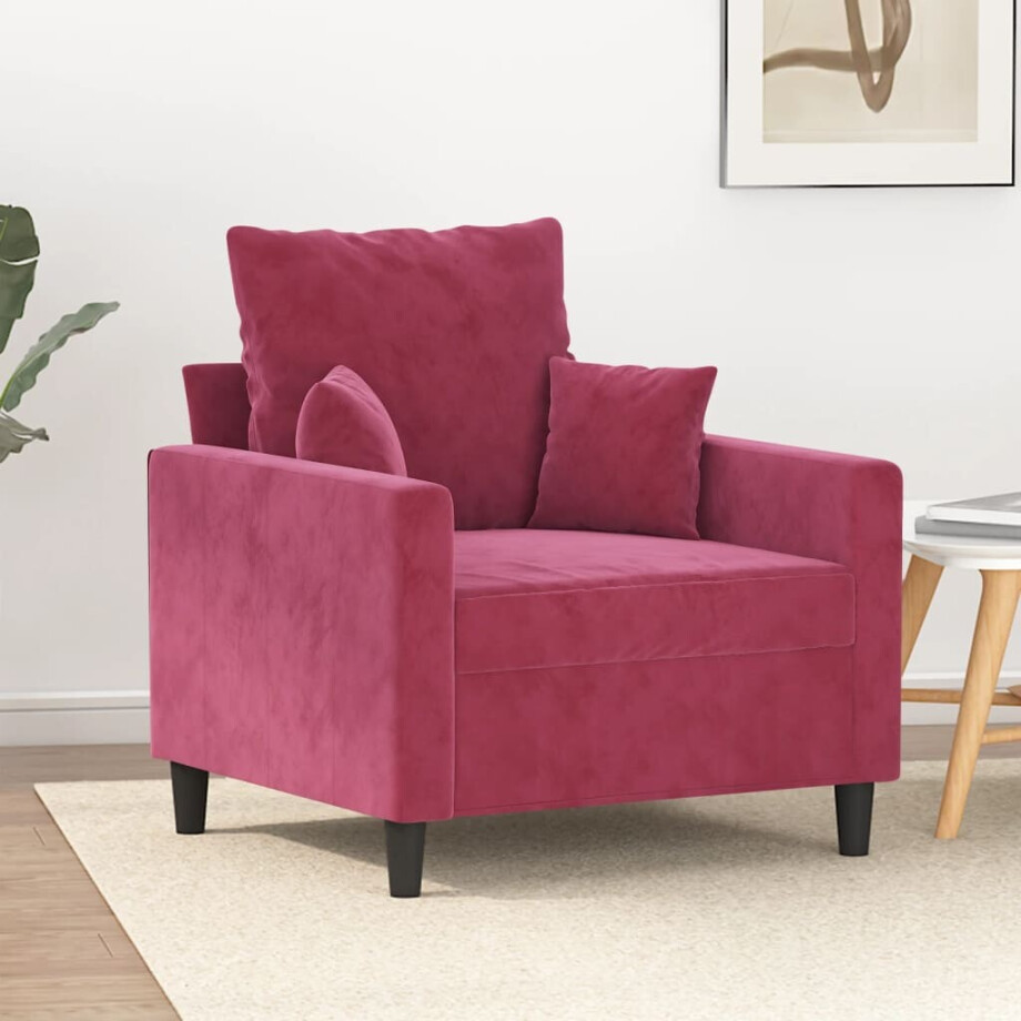 vidaXL Fauteuil 60 cm fluweel wijnrood afbeelding 1