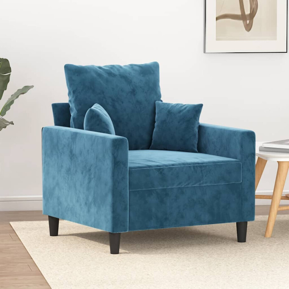 vidaXL Fauteuil 60 cm fluweel blauw afbeelding 1