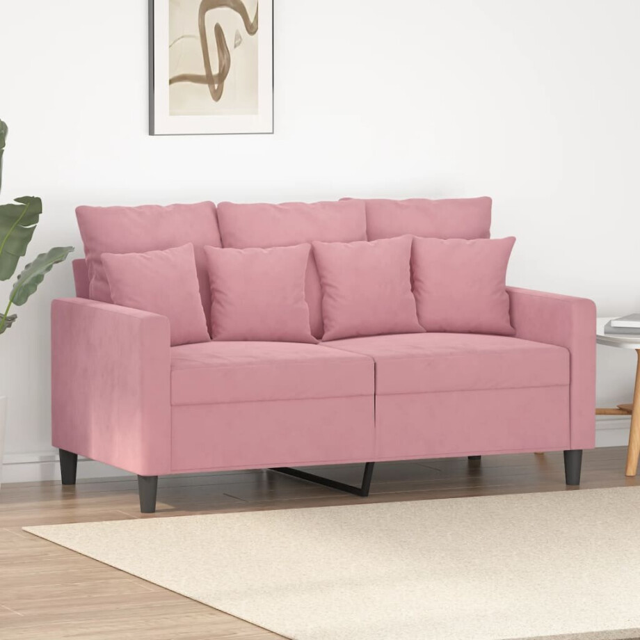 vidaXL Tweezitsbank 120 cm fluweel roze afbeelding 1