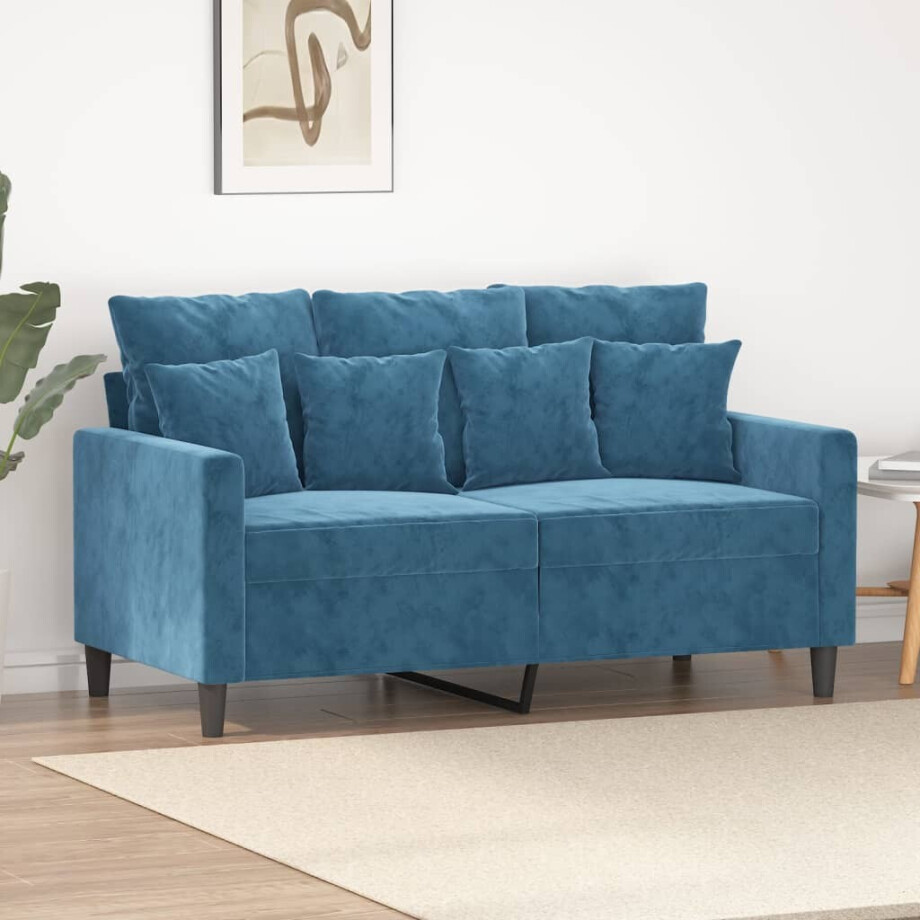 vidaXL Tweezitsbank 120 cm fluweel blauw vidaXL Tweezitsbank 120 cm fluweel blauw afbeelding 1