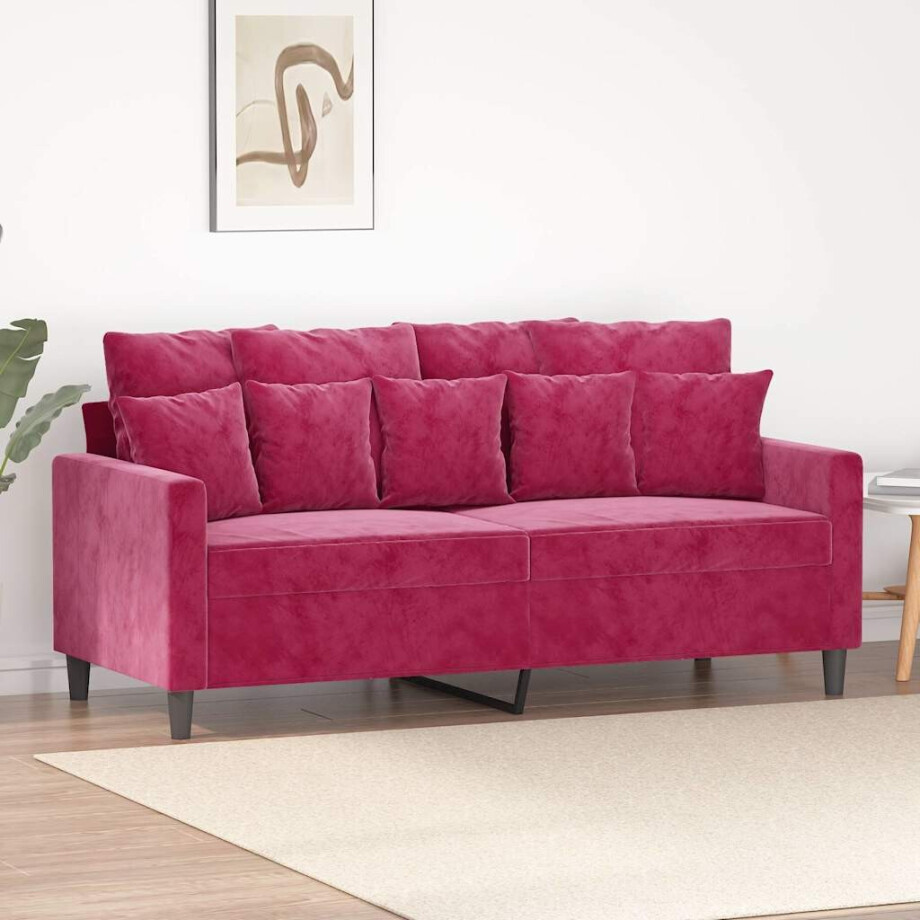 vidaXL Tweezitsbank 140 cm fluweel wijnrood vidaXL Tweezitsbank 140 cm fluweel wijnrood afbeelding 1