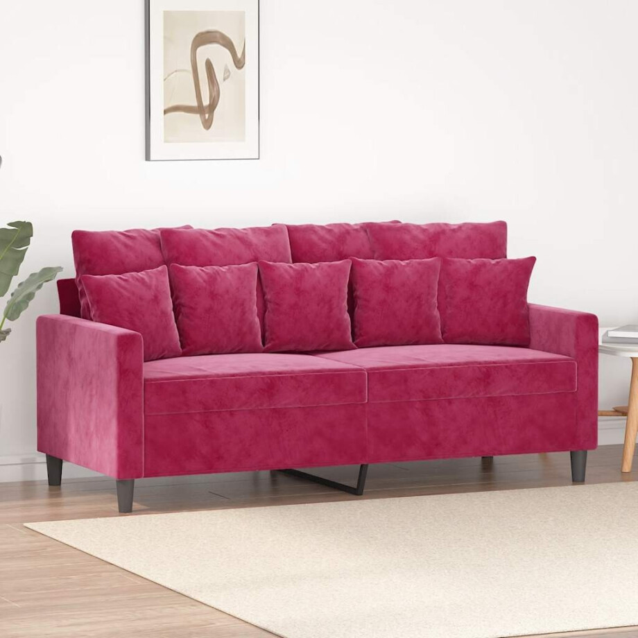 vidaXL Tweezitsbank 140 cm fluweel wijnrood afbeelding 1