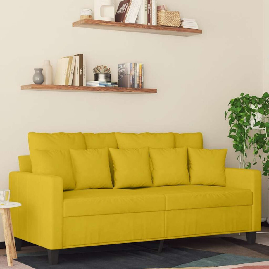vidaXL Tweezitsbank 140 cm fluweel geel vidaXL Tweezitsbank 140 cm fluweel geel afbeelding 1