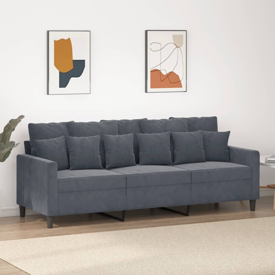 vidaXL Driezitsbank 180 cm fluweel donkergrijs vidaXL Driezitsbank 180 cm fluweel donkergrijs afbeelding 1