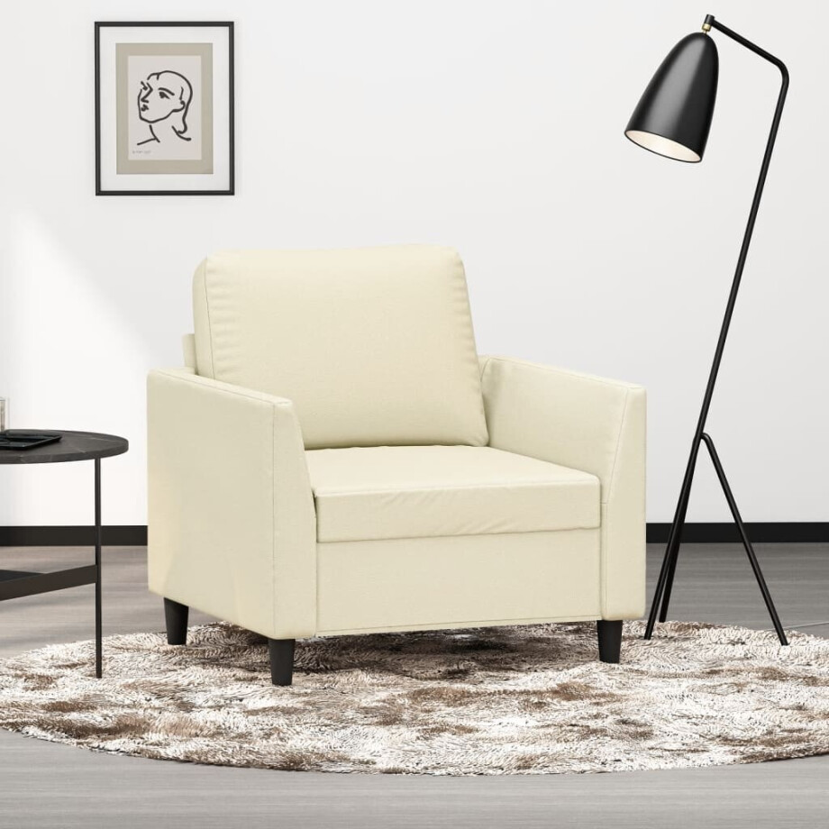 vidaXL Fauteuil 60 cm kunstleer crèmekleurig afbeelding 1